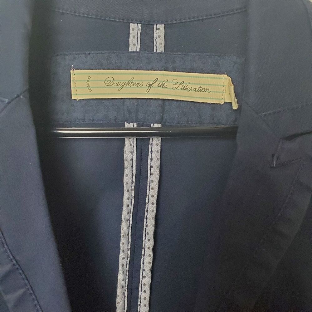 Anthropologie Daughters of the Liberation Size 10 Navy Blue Cotton Blazer Jacket - Picture 8 of 8
